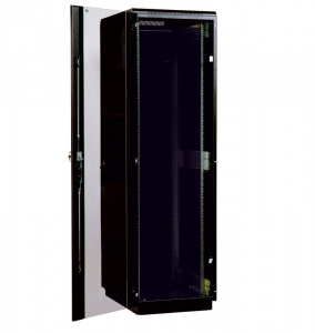 Шкаф телекоммуникационный напольный 42U (600x800) дверь стекло, цвет чёрный