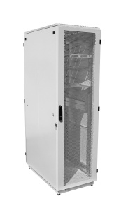 Шкаф телекоммуникационный напольный 42U (600x1000) дверь перфорированная 2 шт., цвет чёрный