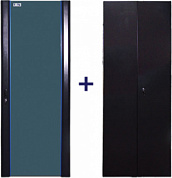 Комплект дверей TWT 22U, 600 мм, черный, передняя - стекло, задняя - распашная металл