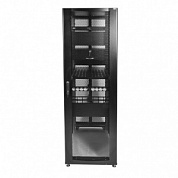 Шкаф серверный ПРОФ напольный 48U (600x1000) дверь перфор., задние двойные перфор., черный, в сборе