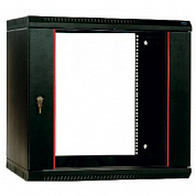 Шкаф телекоммуникационный настенный разборный 15U (600х520) дверь стекло, цвет черный